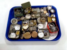 A tray containing a large quantity of assorted clock,