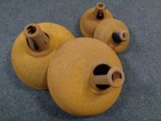 Ten metal industrial light shades, five large,