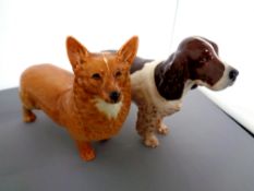 Two Beswick dog figures, Corgi No. 1299A and Cocker Spaniel Horse Shoe Primula No.