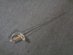 A basket handled fencing foil