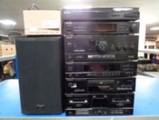 A six piece Technics hifi separates system to include automatic turntable SL-J110R,