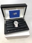 A lady's Technomarine diamond set ceramic and stainless steel wristwatch, boxed with documentation.
