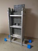 A set of MacAllister aluminum folding multi function ladder with platform