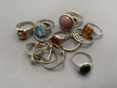 A bag containing ten silver rings CONDITION REPORT: 40g