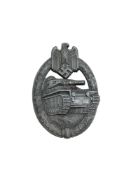A German Second World War Panzer Assault Badge in bronze by Adolf Scholze.