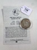A Royal Mint Historic Coins of Great Britain 1912 Great Britain Trade Dollar,