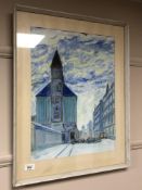 Continental school : Study of a church, watercolour, 39 cm x 52 cm,