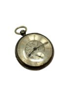 A silver open face key wound pocket watch,