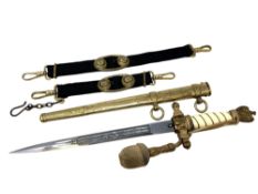 A German Third Reich Naval (Kriegsmarine) Officers Dress Dagger by Carl Eickhorn, gilt eagle pommel,