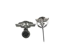 A German NSFK contributing members pin and an NSKK cap badge.