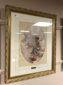 Paul James Attfield : Study of a lady holding flowers, oil painting, signed, 27 x 37 cm,