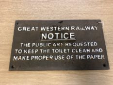 A metal railway plaque - 