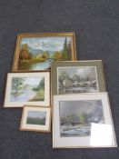 A 20th century oil on canvas, alpine landscape, indistinctly signed,