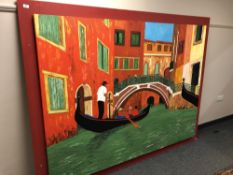 Gareth Thomas : oil on canvas depicting a gondola, 221 x 170.