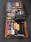 Three boxes containing a large quantity of DVDs and CDs, The Godfather,