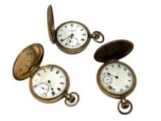 Three gold plated full hunter pocket watches (3)