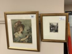 Francesco Bartolozzi (Engraver) : Portrait of a Lady in Hat Picking Fruit,