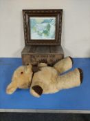 A wooden storage box marked Lamb and Co Newcastle on Tyne,