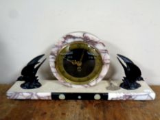 A 1930s marble Art Deco mantel clock