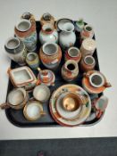 A tray containing a large quantity of oriental wares including Japanese export vases and tea china,