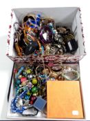 A tray containing a large quantity of costume jewellery