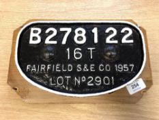 A metal railway locomotive plaque - 