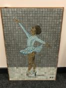 Continental school : A tiled mosaic depicting a ballet dancer,