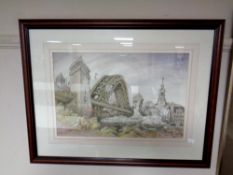 Burton (20th century) : The Tyne Bridge Newcastle, watercolour, 48 x 31 cm,