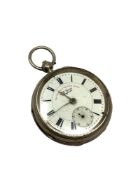A silver open face pocket watch,