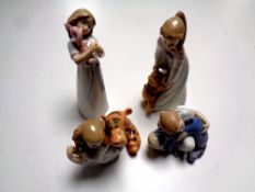 A set of four Nao Disney Collection Winnie The Pooh figures, 1593, 1587,