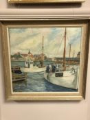 Continental school : Figures in a boat, oil on canvas,