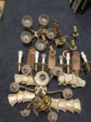 A brass six branch light fitting,
