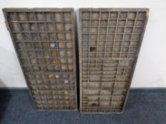 Two printer's type trays