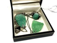 A continental white metal Art Deco style dress ring stamped 935 together with matching pendant on