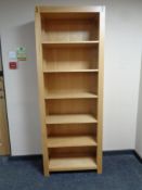 A set of contemporary oak open bookshelves, width 75 cm,