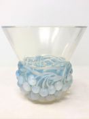 A Rene Lalique Cerises pattern opalescent glass vase, circa 1930, signed R.