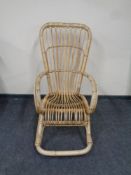 A 20th century Franco Albini bamboo and wicker rocking chair