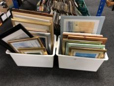Two boxes containing a large quantity of watercolours, landscape scenes, coastal scenes etc,