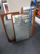 Three 20th century teak framed mirrors