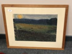 Continental school : Cattle in a landscape, watercolour,