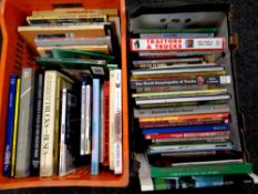 Two boxes containing hardback volumes, transportation, motorcycles,