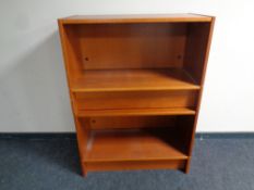 A pair of office open shelves in a teak finish, width 84cm,