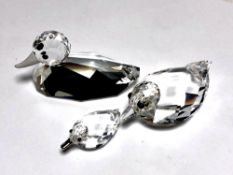 Three Swarovski crystal ducks