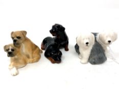 A Beswick china figure : Old English Sheepdogs (Seated), model 3468, grey and white, gloss,