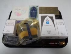 A tray containing assorted boxed and unboxed perfumes to include Miss Dior, Viktor Rolf,