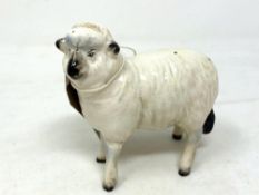 A Beswick china figure : Sheep, model 935, white, gloss, height 9 cm.