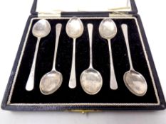 A cased set of six silver teaspoons,