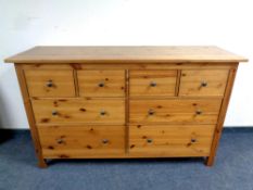 An Ikea pine eight drawer chest