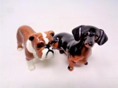 Two Beswick figures, Dachshund model no. 1460 and Bulldog no.