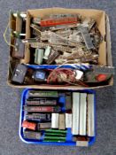 A tray and a box containing a quantity of Hornby Dublo rolling stock to include engines, tenders,